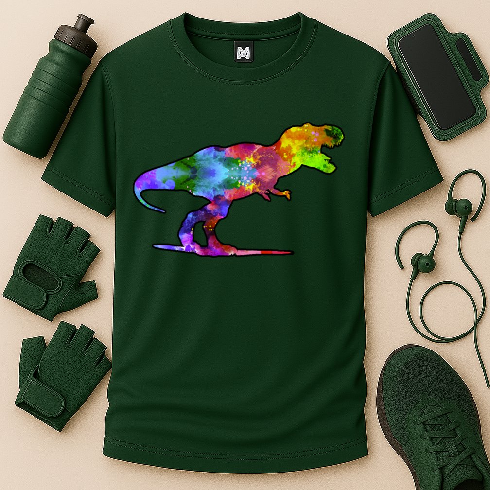 Rainbow Colorful Trex Dinosaur Performance Shirt