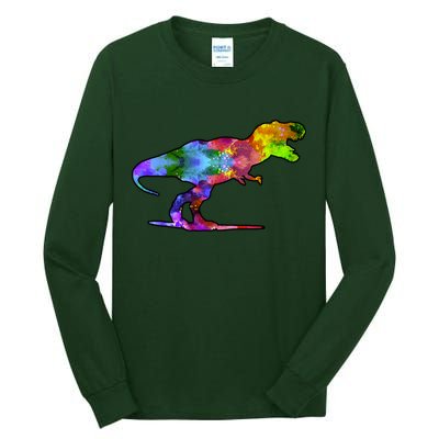 Rainbow Colorful Trex Dinosaur Tall Long Sleeve T-Shirt