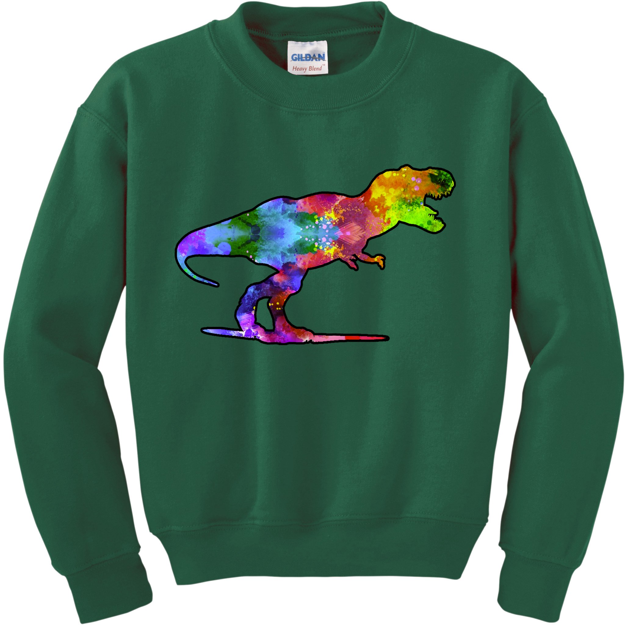 Rainbow Colorful Trex Dinosaur Kids Sweatshirt