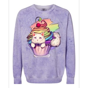 Rainbow Cupcake Kitten Cute Cat Colorblast Crewneck Sweatshirt