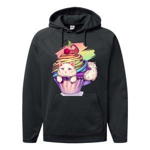 Rainbow Cupcake Kitten Cute Cat Performance Fleece Hoodie