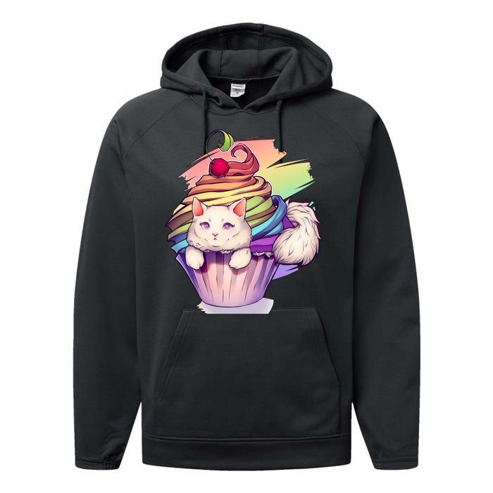 Rainbow Cupcake Kitten Cute Cat Performance Fleece Hoodie