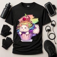 Rainbow Cupcake Kitten Cute Cat Cooling Performance Crew T-Shirt