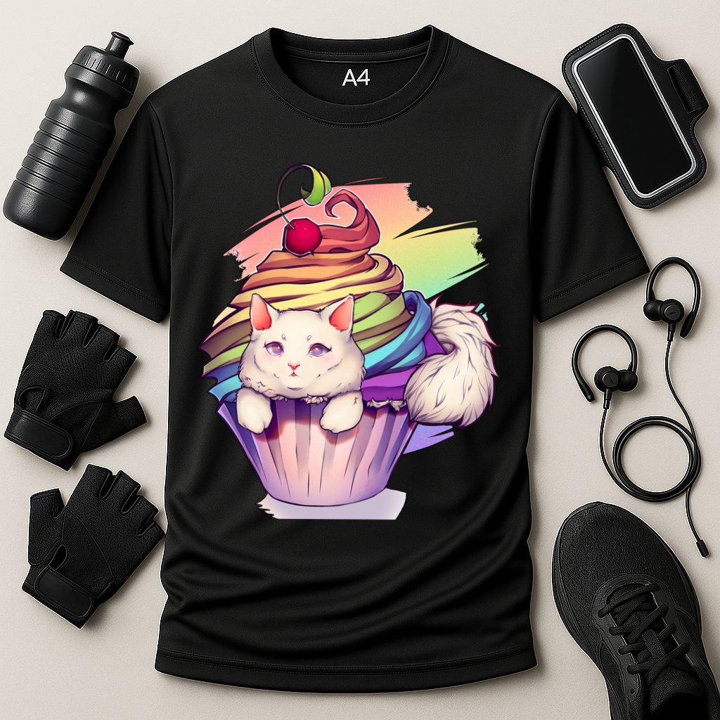 Rainbow Cupcake Kitten Cute Cat Cooling Performance Crew T-Shirt