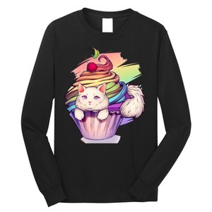 Rainbow Cupcake Kitten Cute Cat Long Sleeve Shirt