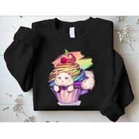 Rainbow Cupcake Kitten Cute Cat Sweatshirt