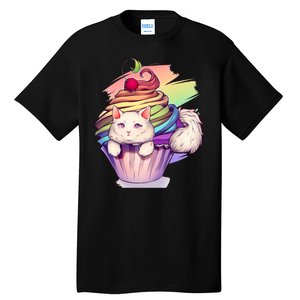 Rainbow Cupcake Kitten Cute Cat Tall T-Shirt