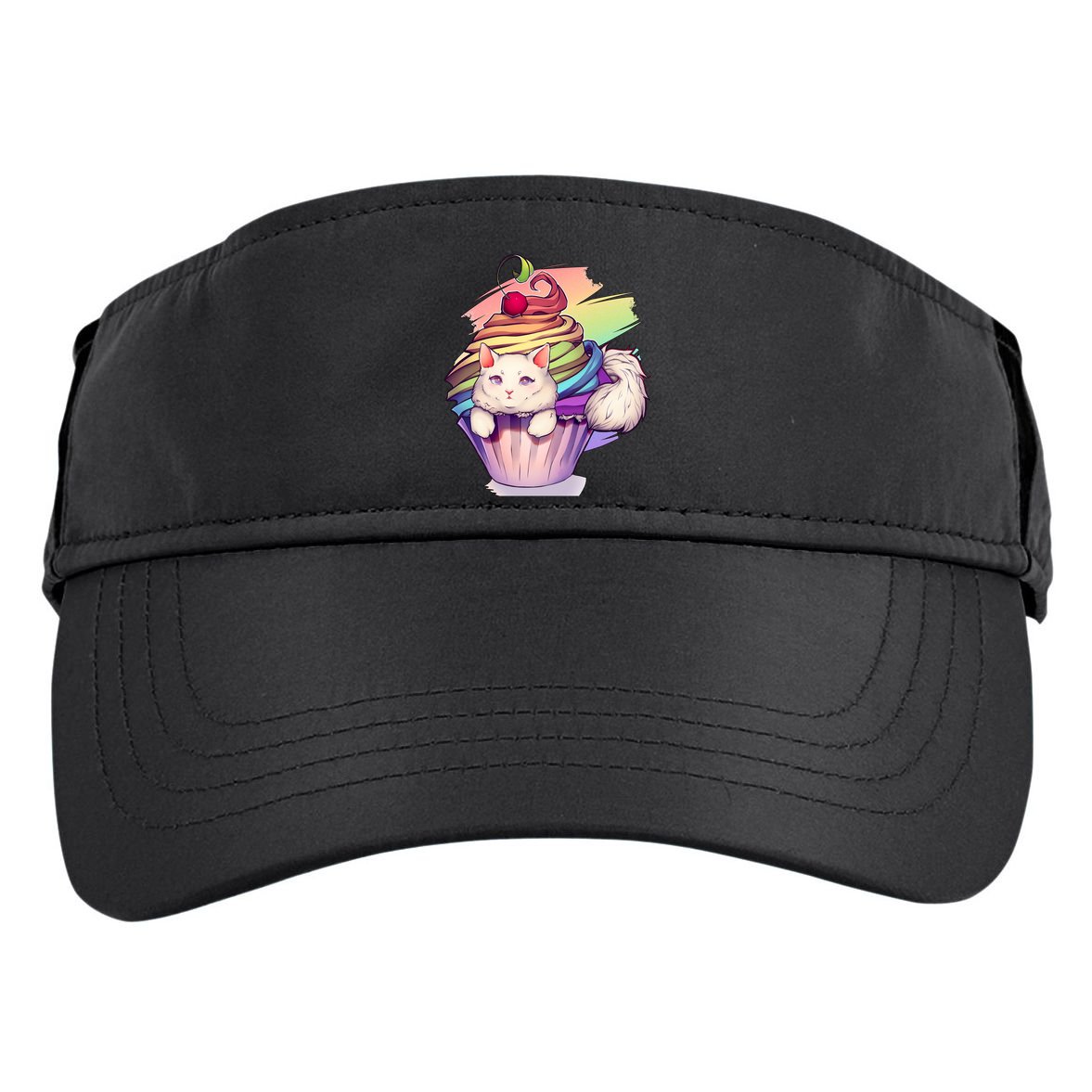 Rainbow Cupcake Kitten Cute Cat Adult Drive Performance Visor