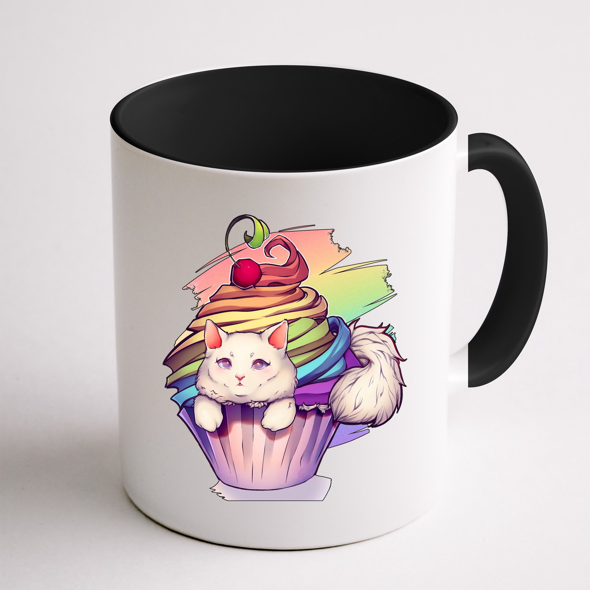 Rainbow Cupcake Kitten Cute Cat Mug