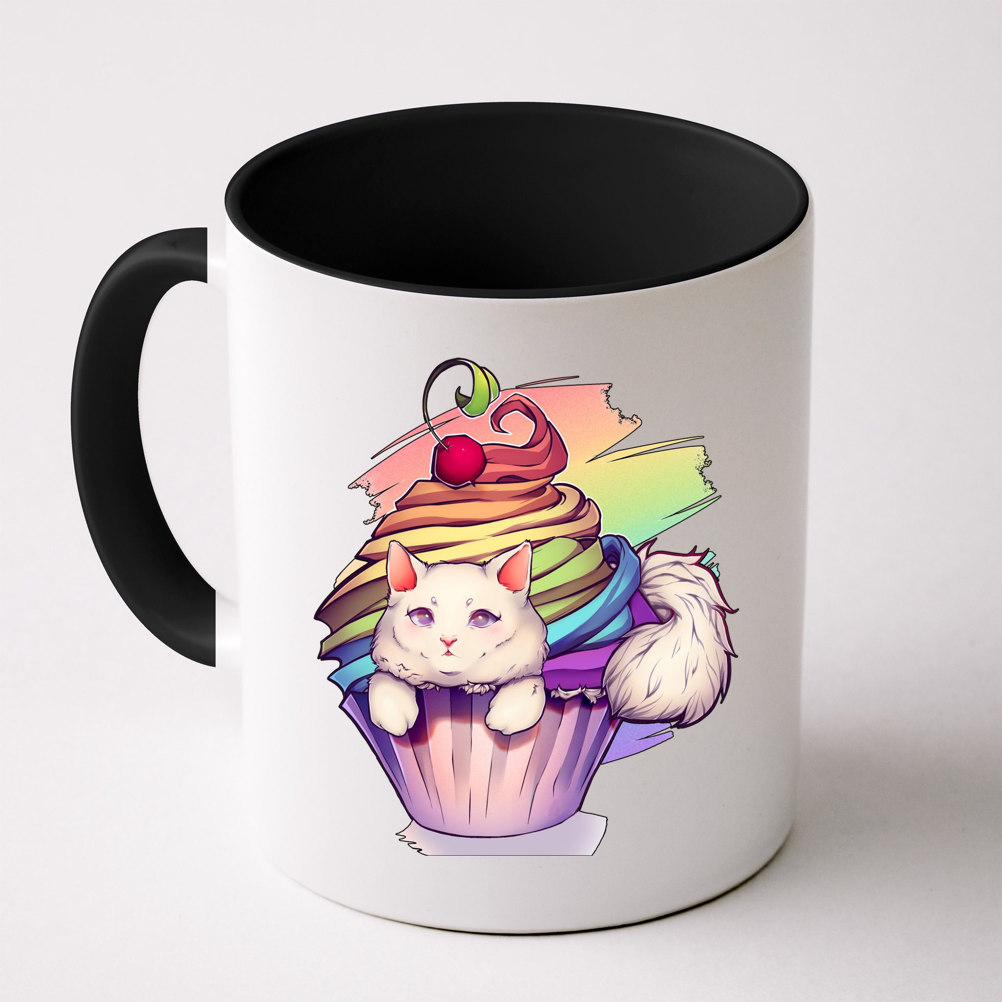 Rainbow Cupcake Kitten Cute Cat Mug