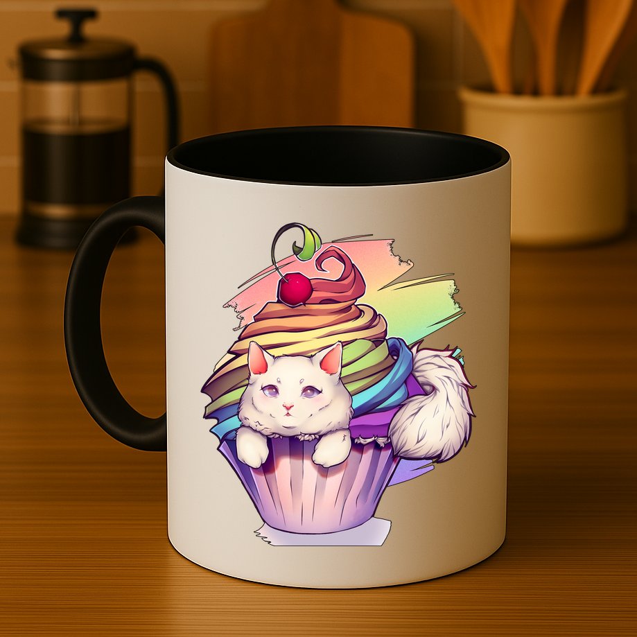 Rainbow Cupcake Kitten Cute Cat Mug