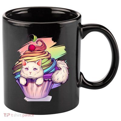 Rainbow Cupcake Kitten Cute Cat 11oz C Handle Ceramic Mug