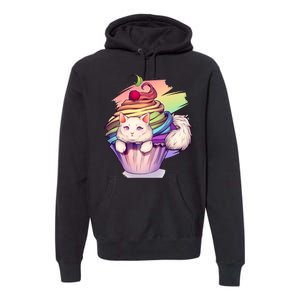 Rainbow Cupcake Kitten Cute Cat Premium Hoodie