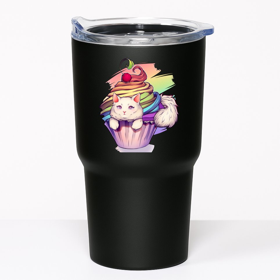 Rainbow Cupcake Kitten Cute Cat Tumbler