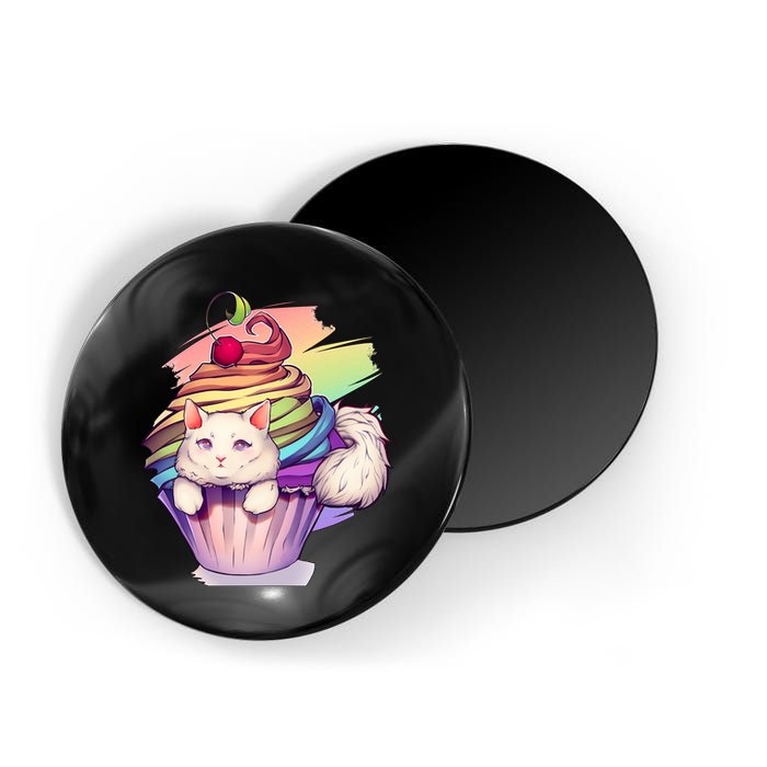 Rainbow Cupcake Kitten Cute Cat Magnet