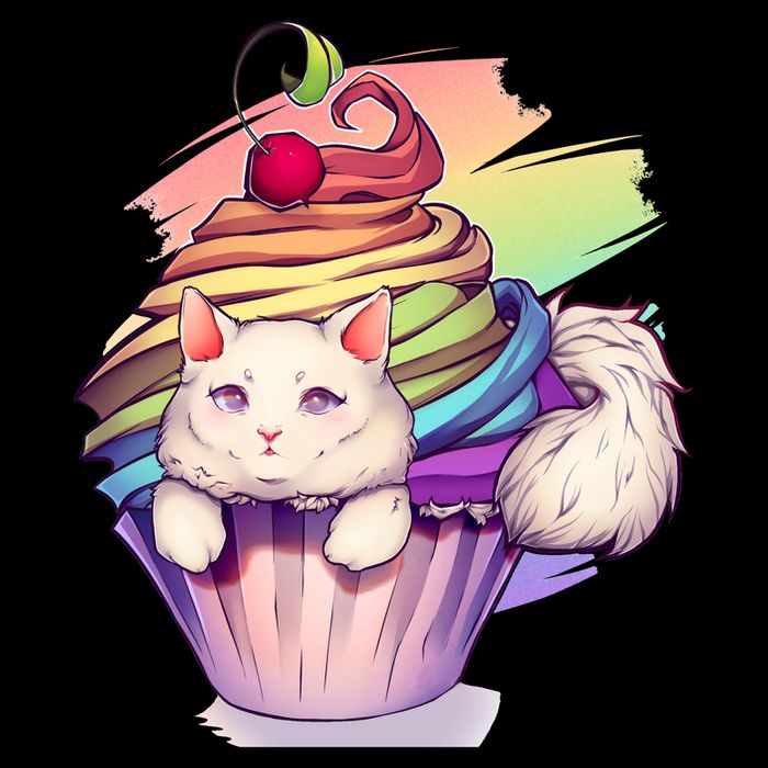 Rainbow Cupcake Kitten Cute Cat Magnet
