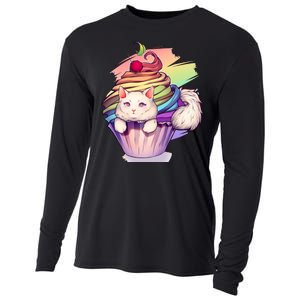 Rainbow Cupcake Kitten Cute Cat Cooling Performance Long Sleeve Crew