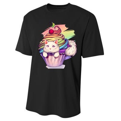 Rainbow Cupcake Kitten Cute Cat Performance Sprint T-Shirt