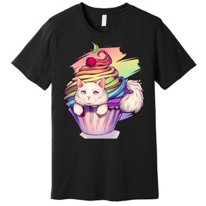 Rainbow Cupcake Kitten Cute Cat Premium T-Shirt