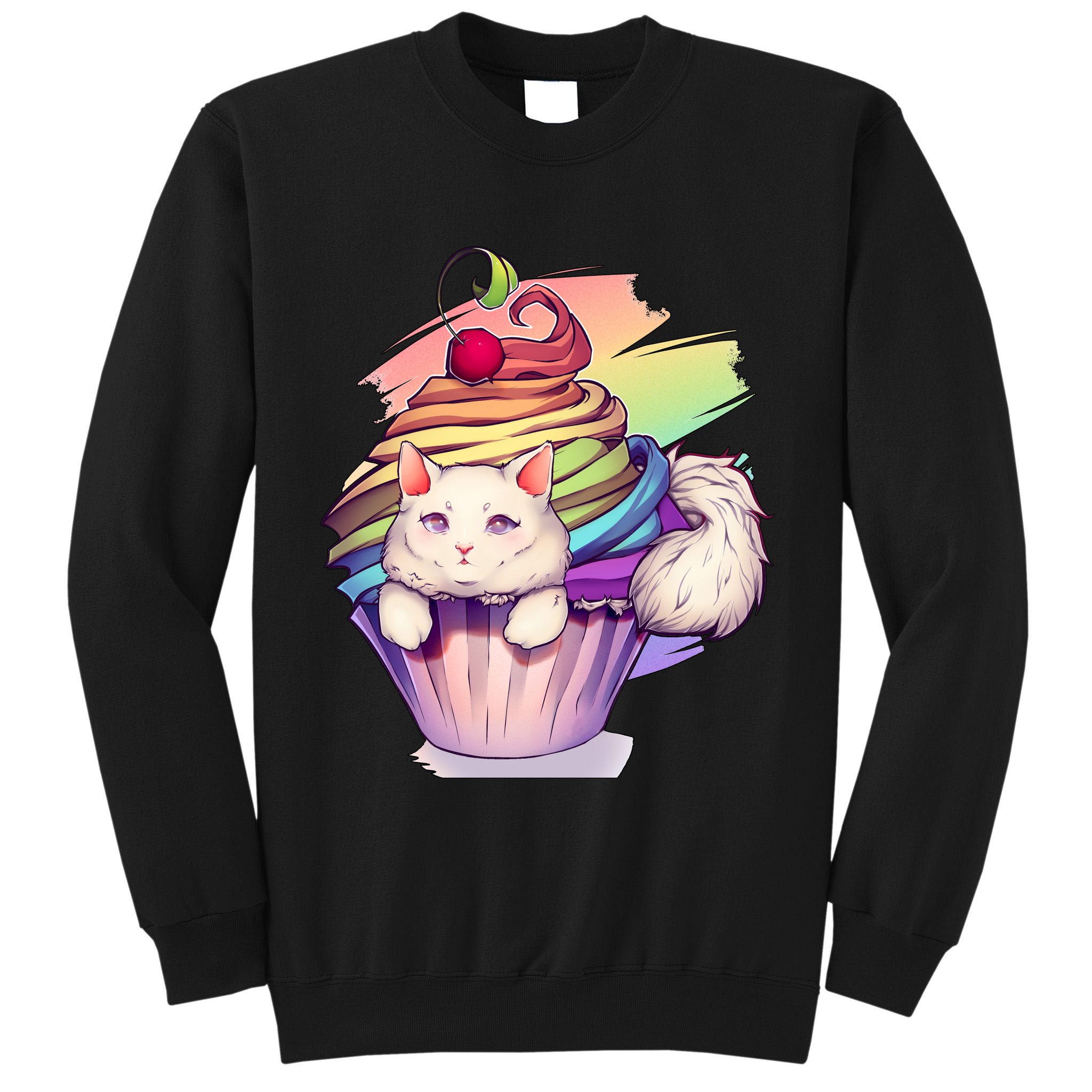 Rainbow Cupcake Kitten Cute Cat Tall Sweatshirt