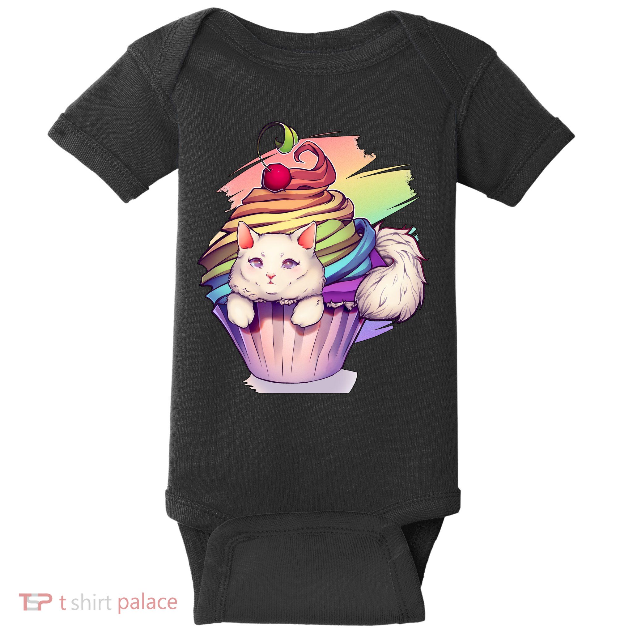 Rainbow Cupcake Kitten Cute Cat Baby Bodysuit