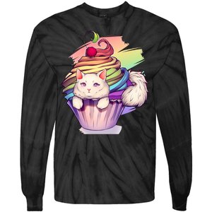 Rainbow Cupcake Kitten Cute Cat Tie-Dye Long Sleeve Shirt