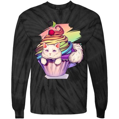 Rainbow Cupcake Kitten Cute Cat Tie-Dye Long Sleeve Shirt