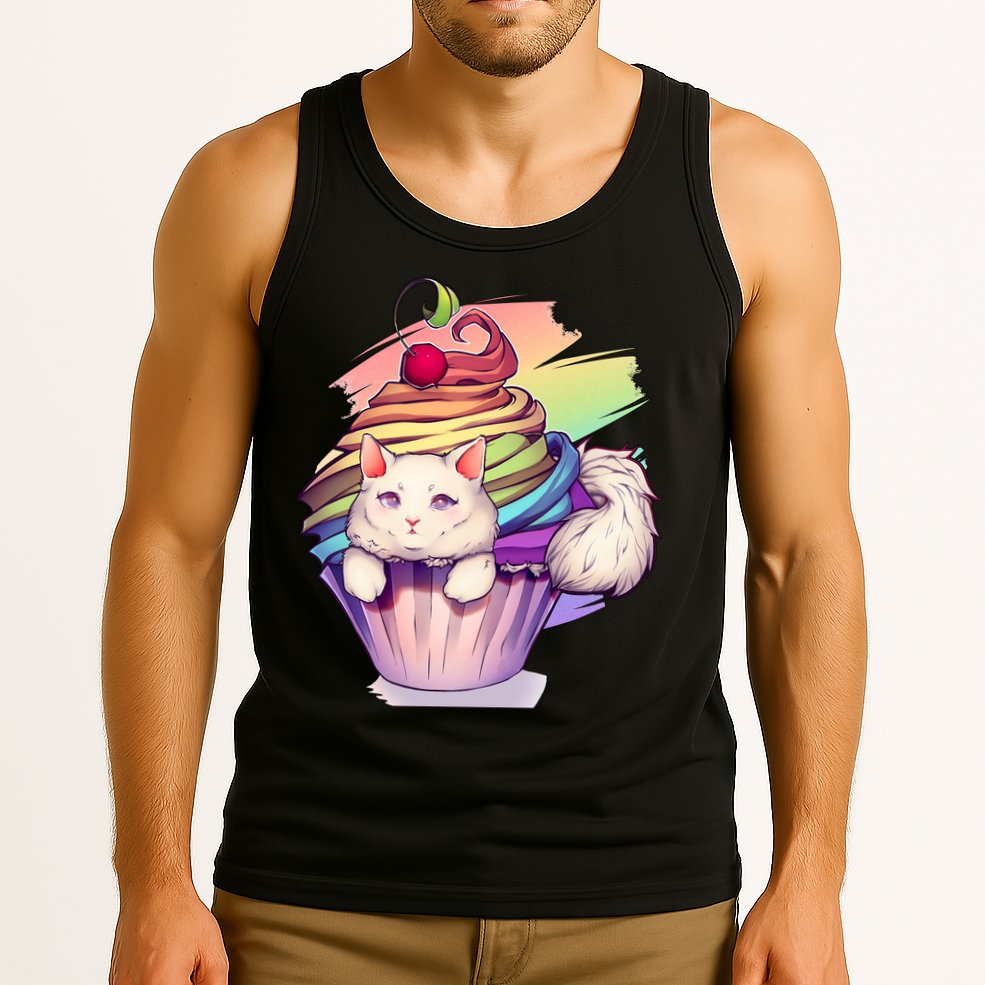 Rainbow Cupcake Kitten Cute Cat Tank Top