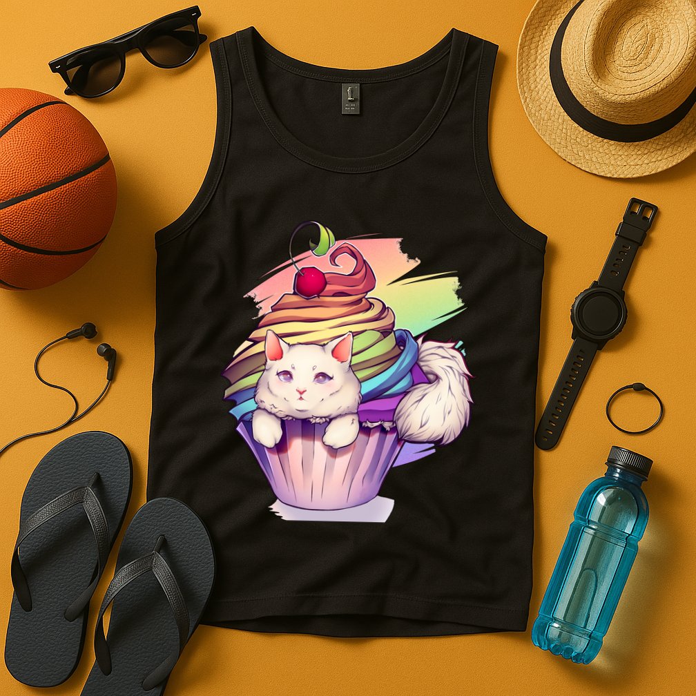 Rainbow Cupcake Kitten Cute Cat Tank Top