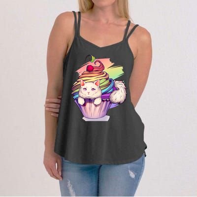 Rainbow Cupcake Kitten Cute Cat Women's Strappy Tank