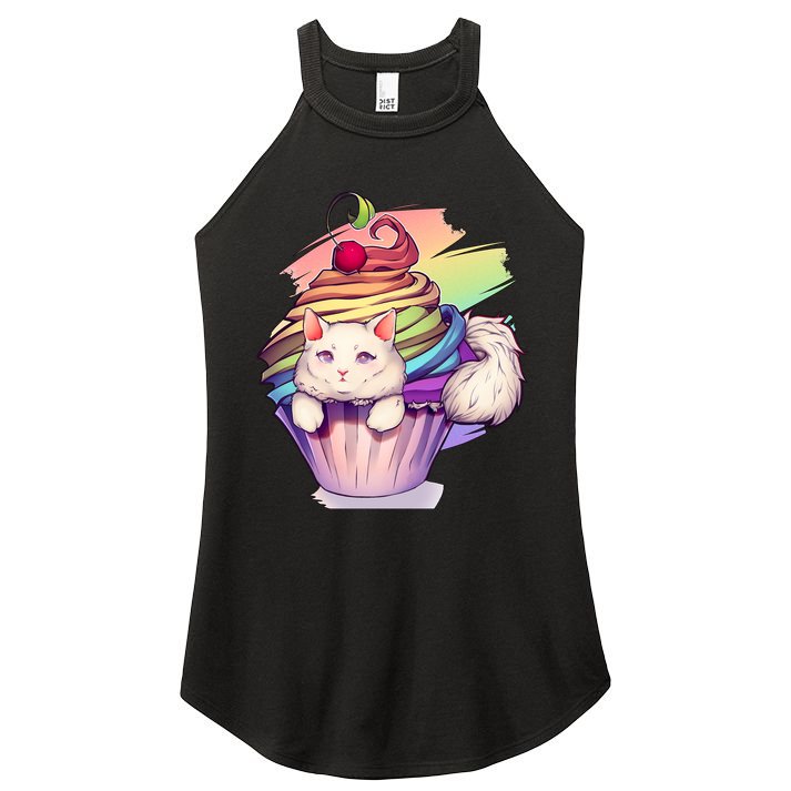 Rainbow Cupcake Kitten Cute Cat Women's Perfect Tri Rocker Tank