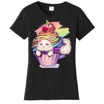 Rainbow Cupcake Kitten Cute Cat Women's T-Shirt