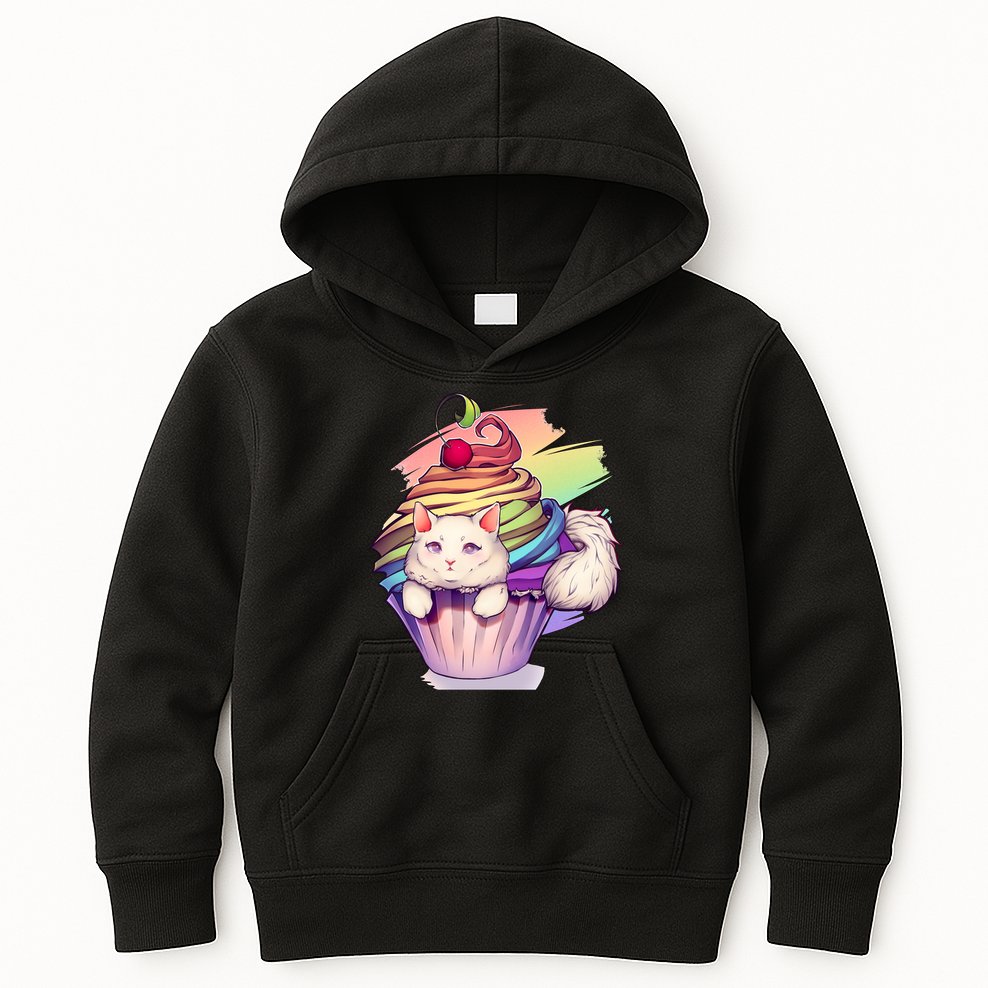 Rainbow Cupcake Kitten Cute Cat Kids Hoodie