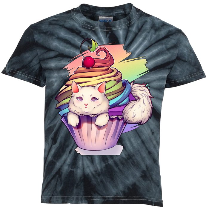 Rainbow Cupcake Kitten Cute Cat Kids Tie-Dye T-Shirt