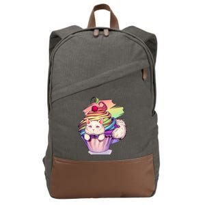 Rainbow Cupcake Kitten Cute Cat Cotton Canvas Backpack