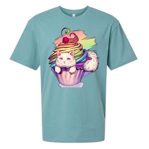 Rainbow Cupcake Kitten Cute Cat Sueded Cloud Jersey T-Shirt