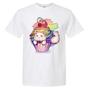 Rainbow Cupcake Kitten Cute Cat Garment-Dyed Heavyweight T-Shirt