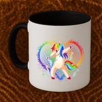 Rainbow Dabbing Unicorn Mug
