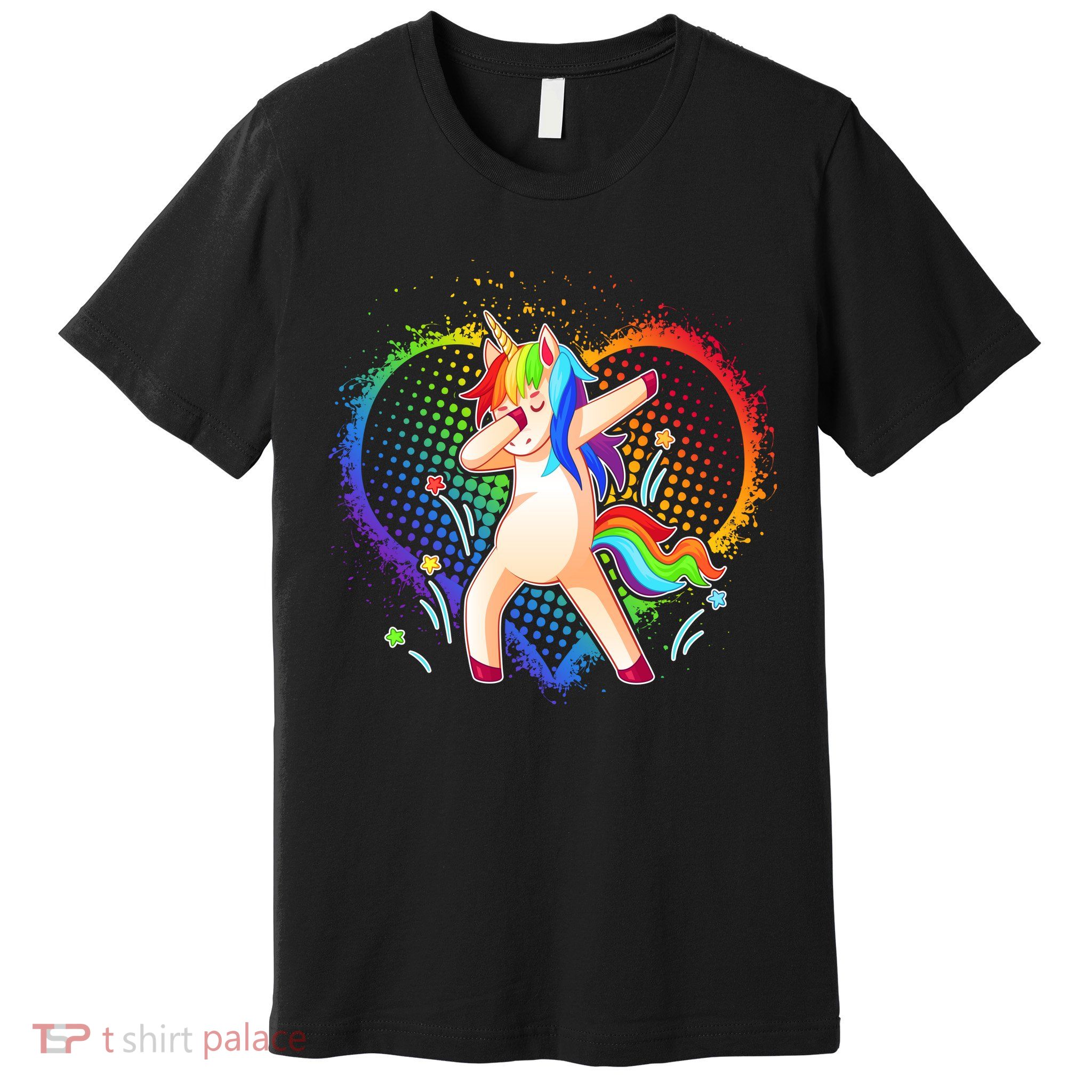 Rainbow Dabbing Unicorn Premium T-Shirt