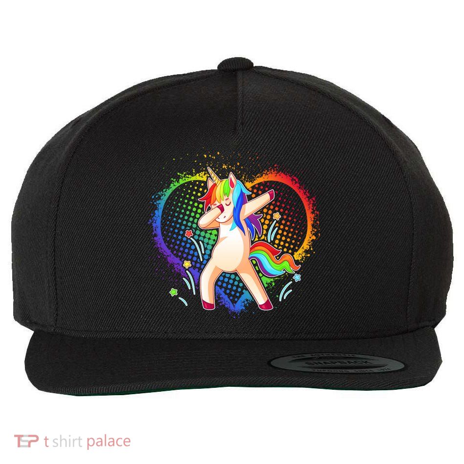 Rainbow Dabbing Unicorn Wool Snapback Cap