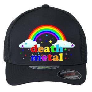 Rainbow Death Metal Logo Flexfit Unipanel Trucker Cap