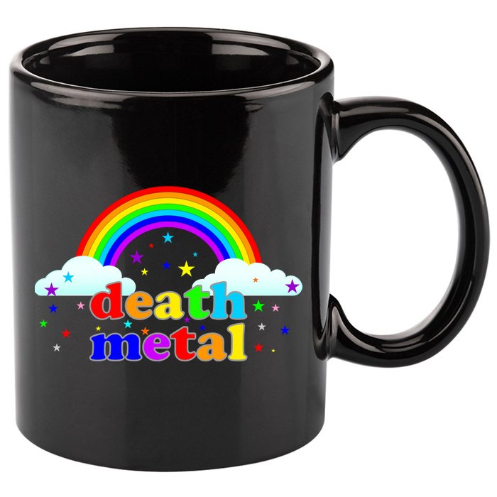 Rainbow Death Metal Logo 11oz C Handle Ceramic Mug
