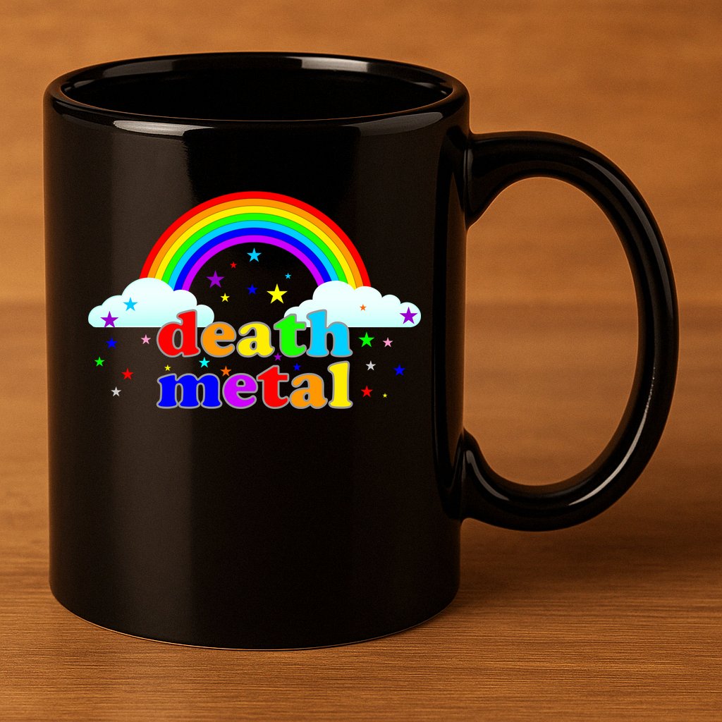 Rainbow Death Metal Logo 11oz C Handle Ceramic Mug