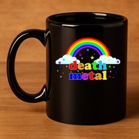 Rainbow Death Metal Logo 11oz C Handle Ceramic Mug