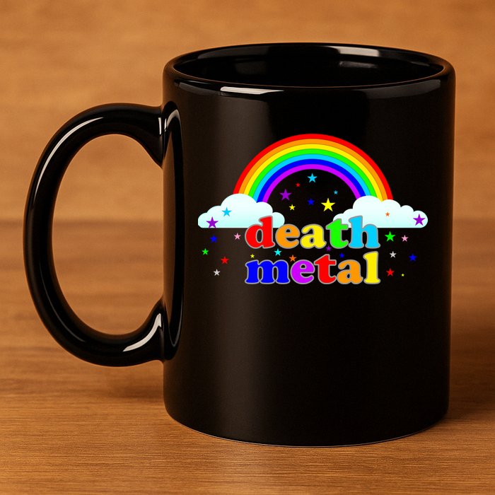 Rainbow Death Metal Logo 11oz C Handle Ceramic Mug