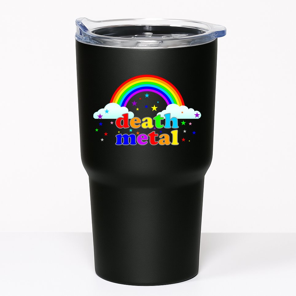 Rainbow Death Metal Logo Tumbler