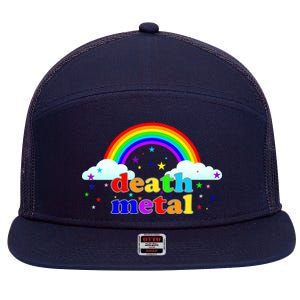 Rainbow Death Metal Logo 7 Panel Mesh Trucker Snapback Hat