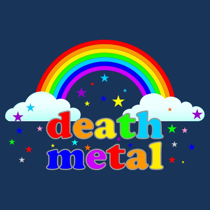 Rainbow Death Metal Logo 7 Panel Mesh Trucker Snapback Hat