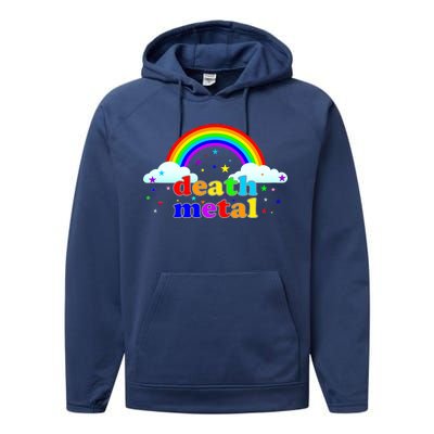 Rainbow Death Metal Logo Performance Fleece Hoodie