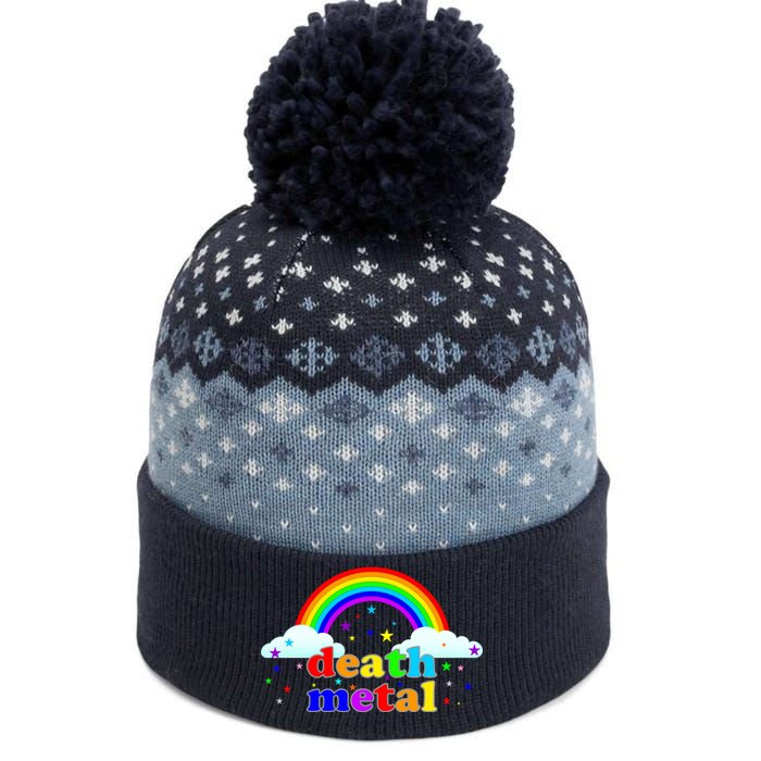 Rainbow Death Metal Logo The Baniff Cuffed Pom Beanie